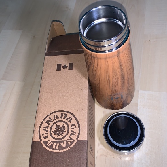 BANFF & JASPER Laser Etched Woodgrain Insulated Travel Mug 17oz - Picture 2 of 13